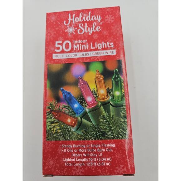 Mini Holiday Lights 50 Multi Colored Steady Burning Flashing 12.5'/10' Lot of 10 - Picture 1 of 2